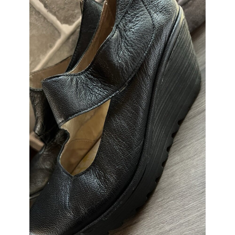Fly London Yasi Mary Jane Pump Women's Sz 40 US 9 Black Wedge Heel Platform - Picture 6 of 13